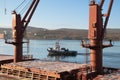 Ships in the seaport in the Kola Bay Royalty Free Stock Photo