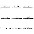 Ships silhouettes set Vector black icon on white