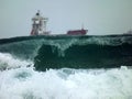 Ships and storm in the port of Ashdod. Israel. Royalty Free Stock Photo