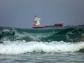 Ships and storm in the port of Ashdod. Israel. Royalty Free Stock Photo