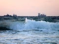 Ships and storm in the port of Ashdod. Israel. Royalty Free Stock Photo