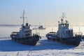 ships stuck in ice captivity Royalty Free Stock Photo