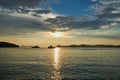Ships and sunset Royalty Free Stock Photo