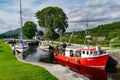 Ships Waiting in the Staircase Lock of Neptune`s Staircase