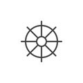 Ships wheel, helm line icon, outline vector sign, linear style pictogram isolated on white