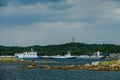 Ships in the White Sea off the shore of the Solovetsky Islands