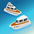 Ships yachts boats isometric icons set vector illustration Royalty Free Stock Photo