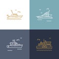 Ships, yachts contour icons