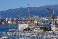 Ships and Yachts at Porto Antico Harbour, Genoa, Italy