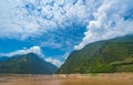 Ships on Yangtze river sailing through the Qutang Gorge