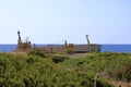 Shipwreck of the abandoned ship Edro III on a rocky coast at Akrotiri Beach in Cyprus Royalty Free Stock Photo