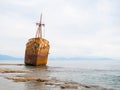 Shipwreck in a beach of Githeio,Greece Royalty Free Stock Photo