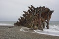 Shipwreck on beach in Haida Gwaii Royalty Free Stock Photo