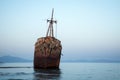 Shipwreck on the beach near Gytheio in Greece