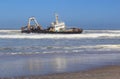 Shipwreck on a beach, Skeleton Coast Royalty Free Stock Photo