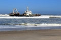 Shipwreck on a beach, Skeleton Coast Royalty Free Stock Photo