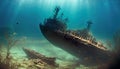 shipwreck on the bottom of the ocean Royalty Free Stock Photo