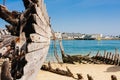 Shipwreck cemetery at the river Etel in Brittany. Magouer - Le Cimetiere de bateaux. France