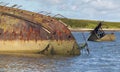 Shipwreck in Churchill barriers. Skapa Flow. Orkney. Scotland