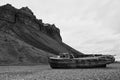 Shipwreck and cliffs in Skansbukta, Svalbard