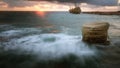 The shipwreck Edro III at sunset near Paphos, Cyprus. Long exposure Royalty Free Stock Photo
