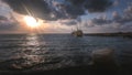 The shipwreck Edro III at sunset near Paphos, Cyprus. Long exposure