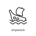 Shipwreck icon. Trendy modern flat linear vector Shipwreck icon