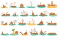 Shipwreck icons set cartoon . Sea island Royalty Free Stock Photo