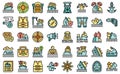 Shipwreck icons set vector color flat