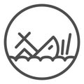 Shipwreck line icon, marine concept, Sinking ship sign on white background, ship crash icon in outline style for mobile