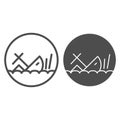 Shipwreck line and solid icon, marine concept, Sinking ship sign on white background, ship crash icon in outline style