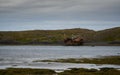 Shipwreck on lonely island near north iceland