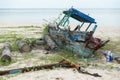 Shipwreck lying on the beach