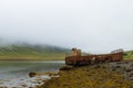 Shipwreck from Mjoifjordur fiord, east Iceland. Icelandic panorama