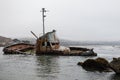 Shipwreck off the coast at Cayucos, California, the Point Estero