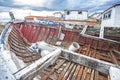 Shipwreck on Old Boat Scrap Yard. Royalty Free Stock Photo