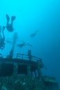 Shipwreck and Scuba Diver, Maldives Royalty Free Stock Photo
