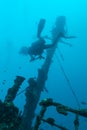 Shipwreck and Scuba Diver, Maldives Royalty Free Stock Photo
