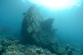 Shipwreck in shallow water Royalty Free Stock Photo