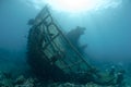 Shipwreck in shallow water Royalty Free Stock Photo