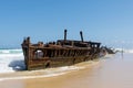 Shipwreck of SS Maheno, an ocean liner from New Zealand which ran aground on Seventy-Five Mile Beach on Fraser Island, Queensland Royalty Free Stock Photo