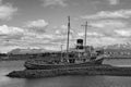 The shipwreck of St Christophorus in the port of Ushuaia in black and white, Argentina Royalty Free Stock Photo