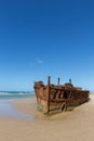 The rusty and skeletal bow of the steamship Maheno on K\'gari Royalty Free Stock Photo