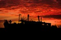 Silhouette of the Meheno Shipwreck in the sunset Royalty Free Stock Photo