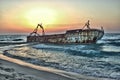 Shipwreck at Sunset Royalty Free Stock Photo