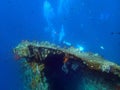 shipwreck USS Liberty with many diver bubbles - Bali Indonesia Asia