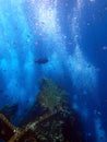 Shipwreck USS Liberty with many diver bubbles - Bali Indonesia Asia