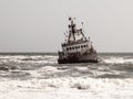 Shipwreck in wild Atlantic Ocean at Skeleton Coast, Namibia, Africa Royalty Free Stock Photo