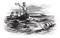 Shipwrecked Sailor, vintage illustration