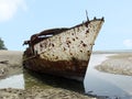 Shipwrecked ship. Old rusty ship